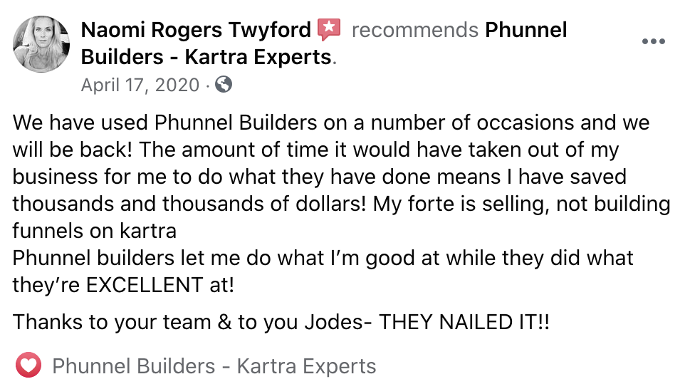 Phunnel Builders Funnel Experts Testimonials